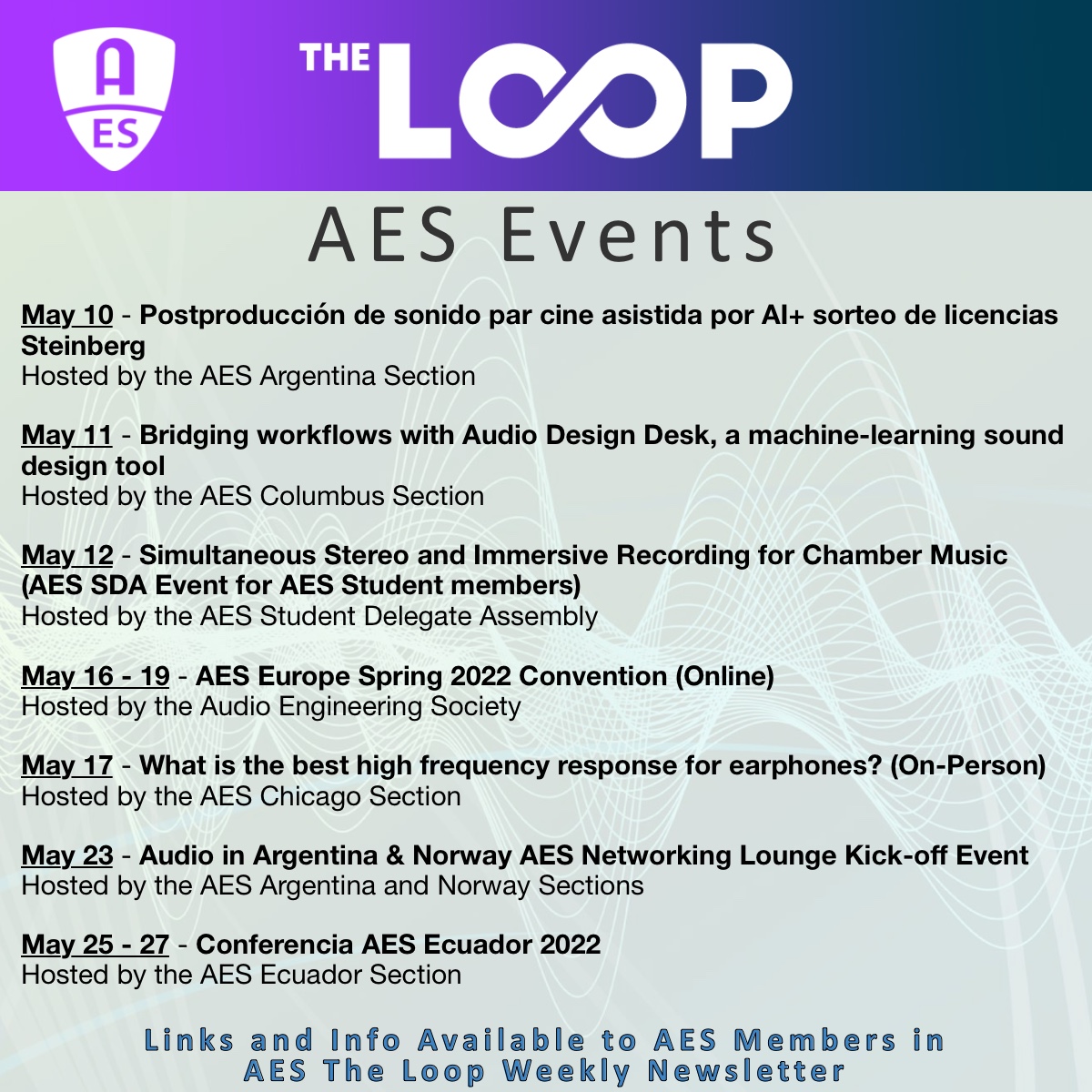 AESorg's tweet photo. Coming Up in AES Events - Join Us!
https://t.co/hmCUn4Kxgm

#AESorg #proaudio #audioengineer #audioengineers #audioengineering #AES_org #AESMembers #AudioEvents #AESEvents #AESStudents #AudioStudents https://t.co/p5HLWtOwem