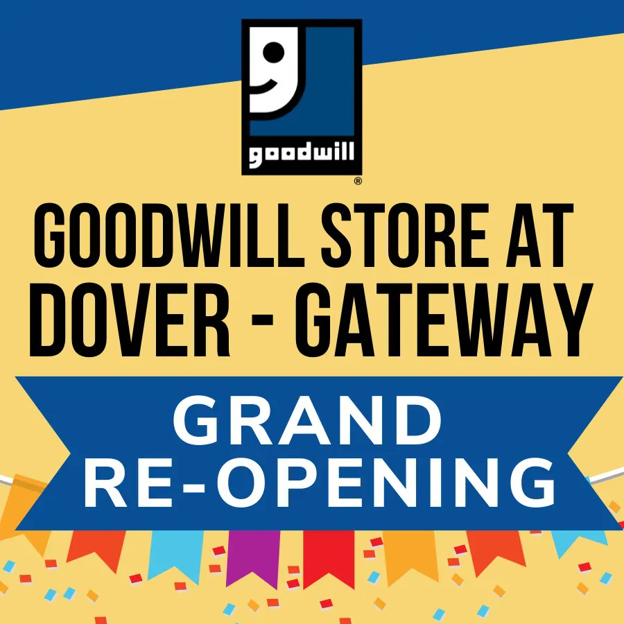 goodwillde's tweet photo. Goodwill Store at Dover Gateway Grand Re-Opening Celebration
Join us Tuesday, May 10, 2022
$25 Goodwill gift card giveaways throughout the day!
The Goodwill Store, Gateway Shopping Center
1030 Forrest Ave #133 | Dover, DE 19904
#DoverDE #GoodwillDE #PowerOfWork #Delaware https://t.co/q3R9fVF4Rz