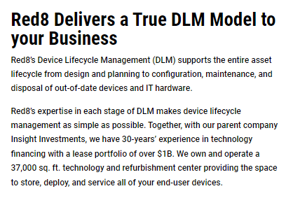 Red8IT's tweet photo. #Red8 #DLM means your #IT support team is free to perform core business IT needs, keeping your business reliable, cost-effective, secure, agile, and competitive.

#DeviceLifecycleManagement

https://t.co/BG9zBTDCB9 https://t.co/5JOh8rODzL