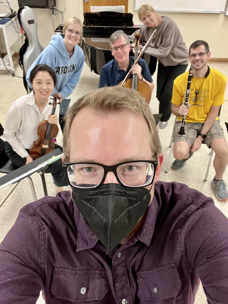 latechchoirs's tweet photo. Had a great chamber group rehearsal last night for Annelies! With (L to R) Dr. Yunjung Lee, violin; Ms. Joann Martinson Davis, soprano @Singingjem; Prof. Karl Puljak, cello @DesignSod; Prof. Shayla Blake, piano, and Dr. Trevor Davis, clarinet @T_revDavis! (1/2) https://t.co/9ugs8ooq9x