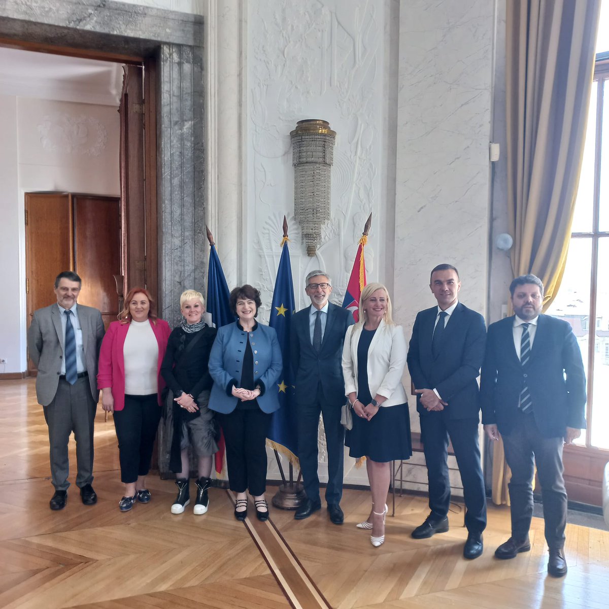 InstitutVeolia's tweet photo. Dinah Louda -President of the Veolia Institute, attended Ekoopstina’s opening lunch today in Belgrade. We’re proud to support a meaningful program  encouraging local #ecologicaltransformation and #sustainable #cities.
#sustainabledevelopment https://t.co/yViCeCWcE9