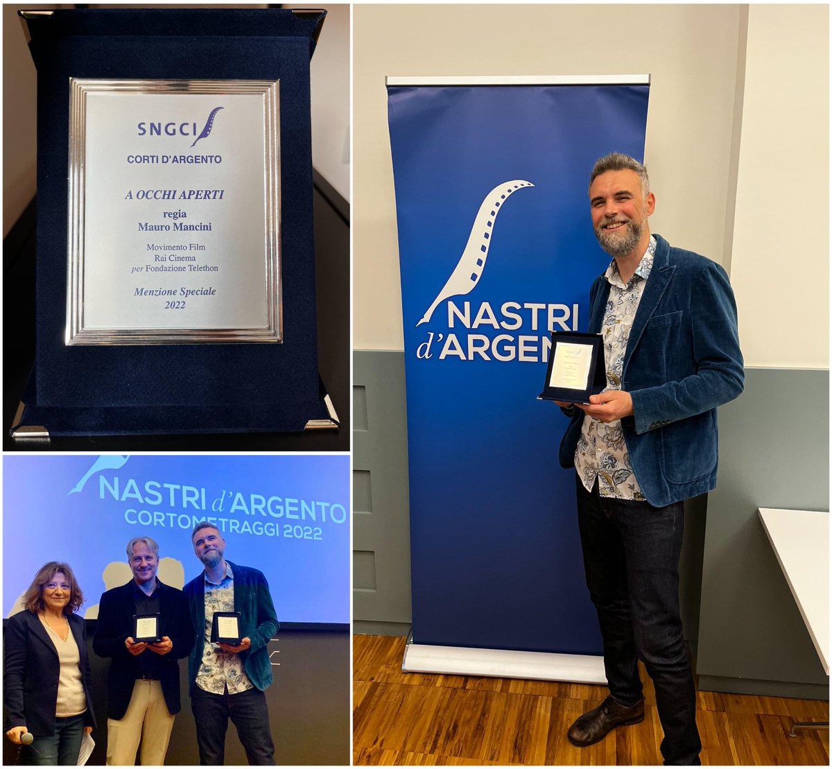 Che bellissimo riconoscimento: Menzione Speciale ai <a href="/nastridargento/">Nastri d'Argento</a> per "A Occhi Aperti"!🤩 Grazie a <a href="/LauraDelliColli/">Laura Delli Colli</a> e a SNGCI! ❤️ Grazie a <a href="/RaiCinema/">Rai Cinema</a> a Mario Mazzarotto e a @Telethonitalia per avermi di nuovo dato fiducia. A Totò Cascio per la sincerità con cui si è raccontato!