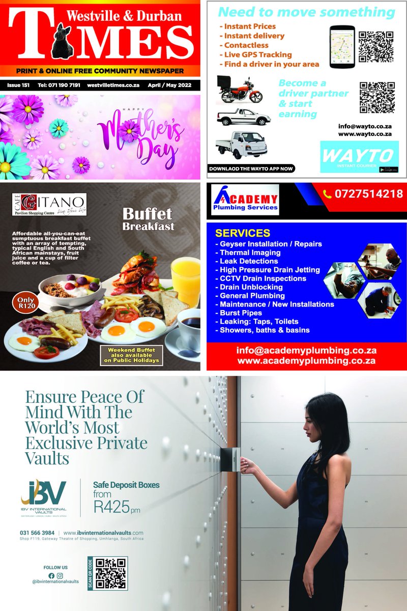 westvilletimes's tweet photo. Read Westville &amp; Durban Times Latest Issue 151 April/May 2022 free online:
https://t.co/epNFDm9GGZ https://t.co/2jsr58TUzZ