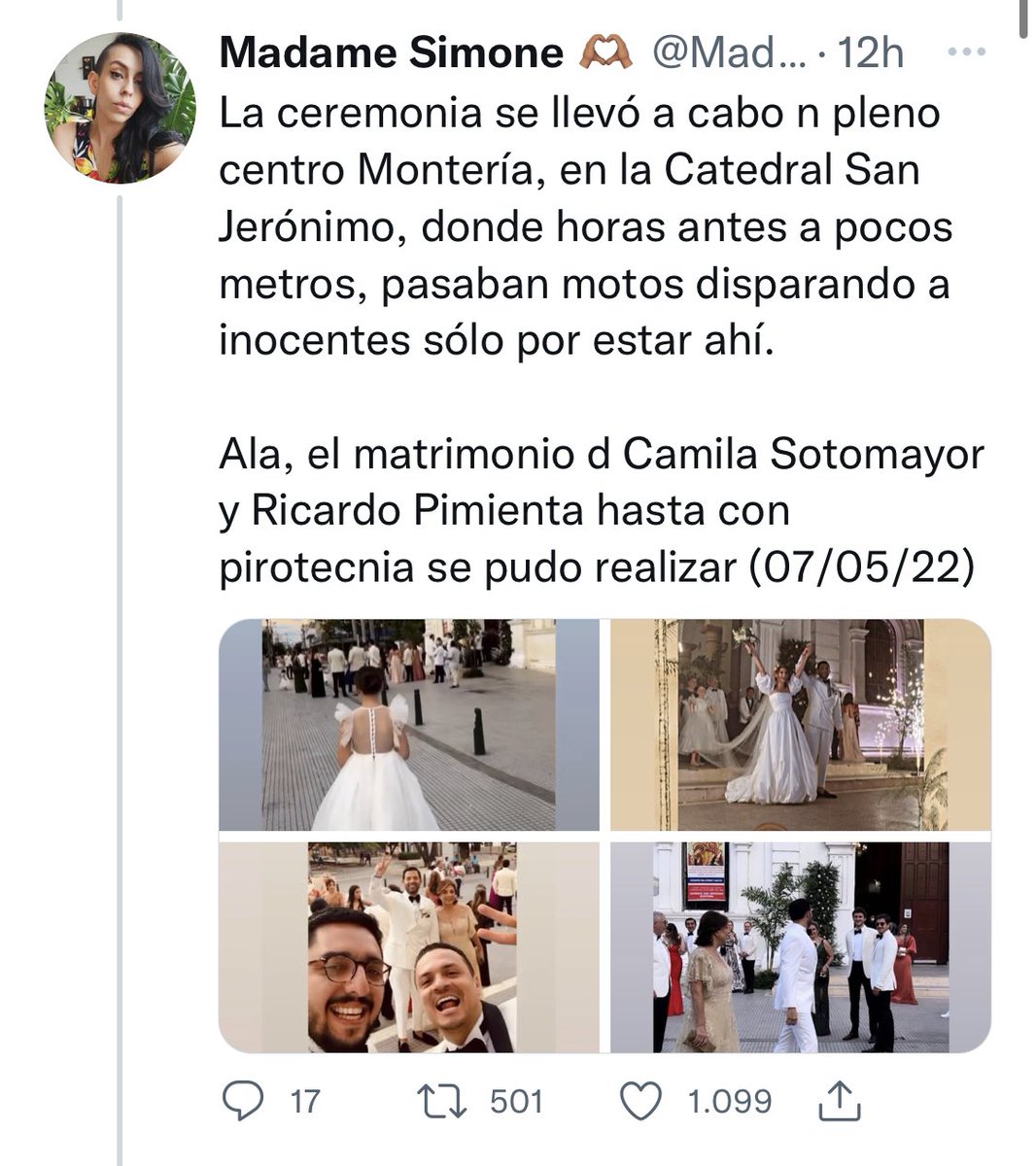 MONYRODRIGUEZOF's tweet photo. En pleno paro armado, mientras una mayoría amenazada no pudo salir de su casa por miedo a terminar tirados en la calle con un tiro en la cabeza, un grupo de privilegiados pudo celebrar una boda y otro, una feria equina.

Para ellos no hubo órdenes del Clan del golfo. Explíquenme. https://t.co/wv6lZ7pblf