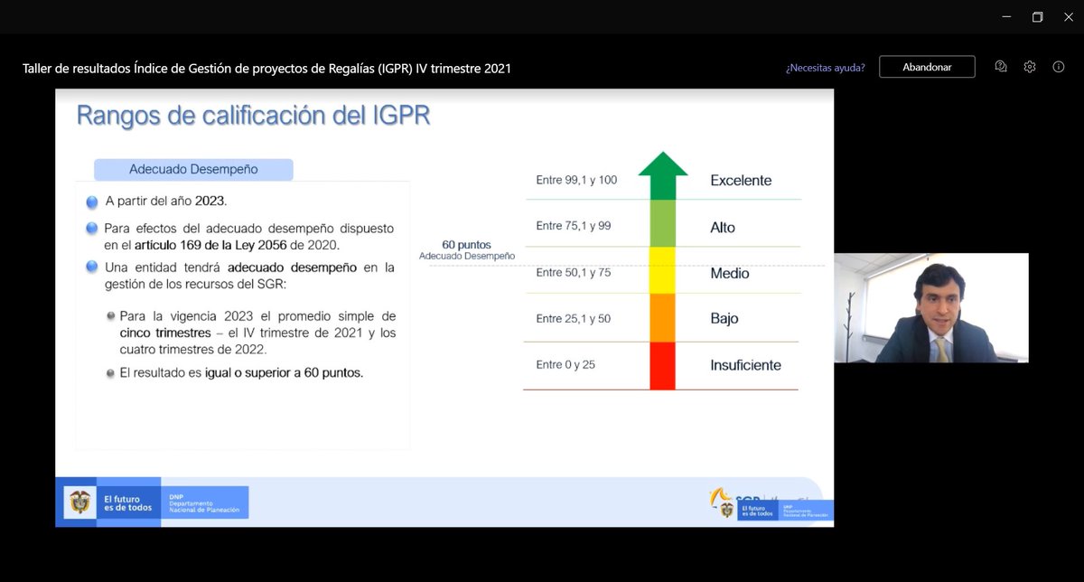 Regalias_gov's tweet photo. #AestaHora @OmarFelipeRange Director de Seguimiento Evaluación y Control del 
@Regalias_gov inicia “Taller de resultados índice de Gestión de Proyectos de Regalías (IGPR) IV trimestre 2021" donde alcaldes y gobernadores conocerán su desempeño en este índice y pasos a mejorar. https://t.co/IJ0BehRmqb