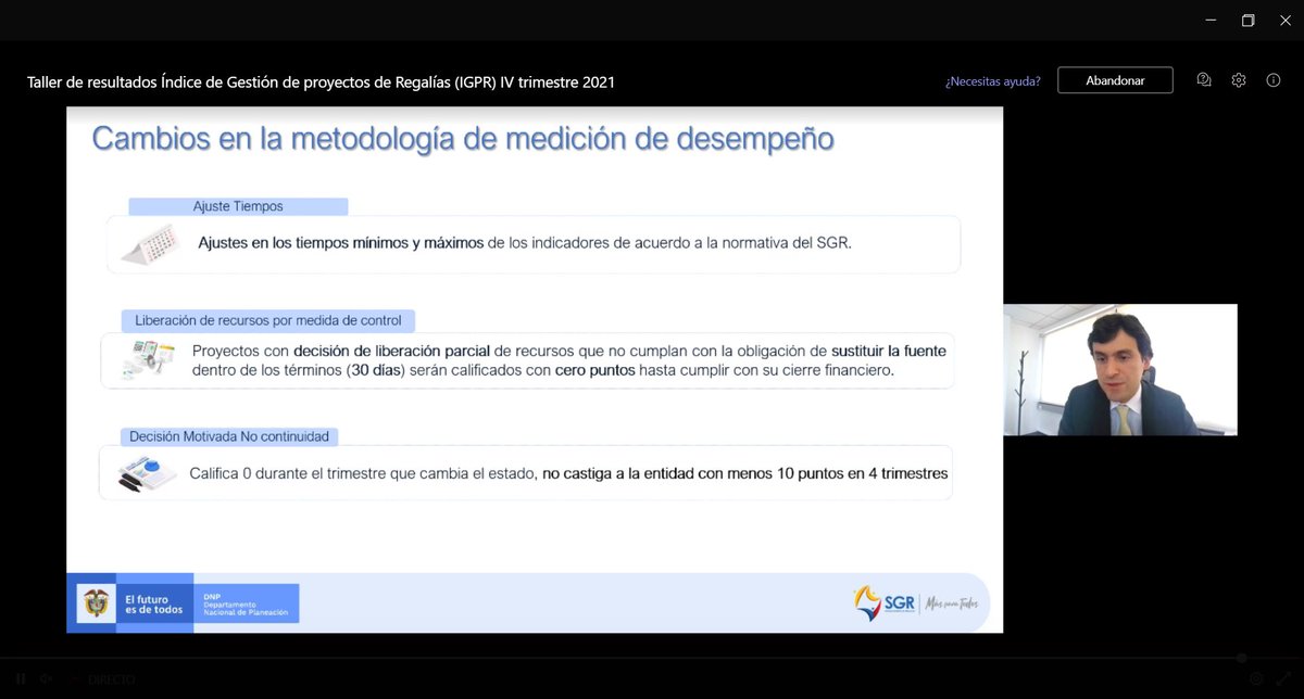 Regalias_gov's tweet photo. #AestaHora @OmarFelipeRange Director de Seguimiento Evaluación y Control del 
@Regalias_gov inicia “Taller de resultados índice de Gestión de Proyectos de Regalías (IGPR) IV trimestre 2021" donde alcaldes y gobernadores conocerán su desempeño en este índice y pasos a mejorar. https://t.co/IJ0BehRmqb
