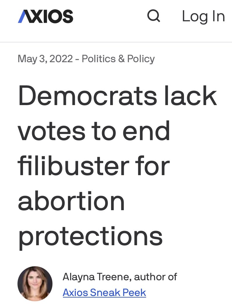 LeverNews's tweet photo. The asymmetry in American politics: 

Republicans ended the filibuster to install the judges aiming to kill Roe, Democrats won’t end the filibuster to legislatively protect Roe. https://t.co/O62GZahhz1