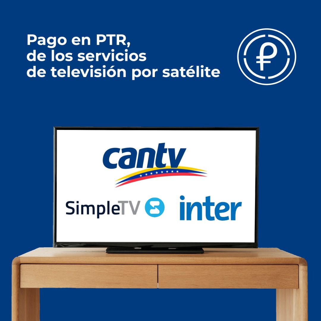 sunacrip_ve's tweet photo. Paga con el Petro tus servicios de televisión satelital en📺 SimpleTV, Cantv e Inter en sus modalidades prepago y postpago

¡Más fácil, más rápido y más seguro! https://t.co/jwGGfppUif