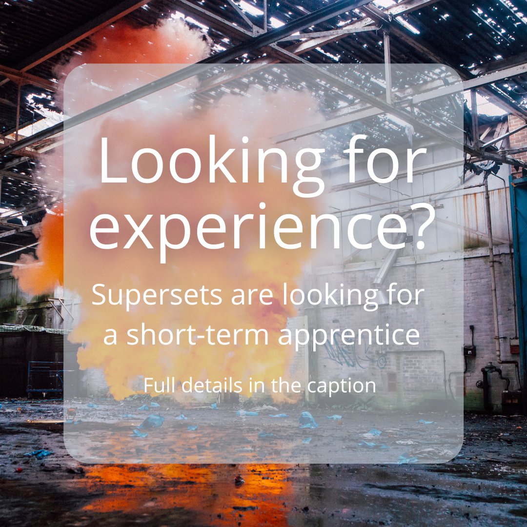Supersetsfilmtv's tweet photo. Supersets are looking for an aspiring carpenter/workshop assistant to help maintain the workshop while we go through a busy period!
Head to our instagram page for the full details!
#sceneryconstruction #setbuilding #setjobs #apprenticeship #londonapprentice #carpentry https://t.co/pwQhfcFbZJ