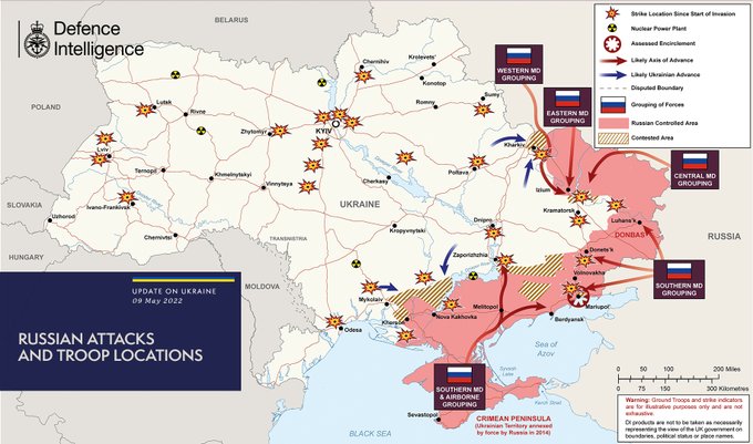 Russian attacks and troop locations map 09/05/22