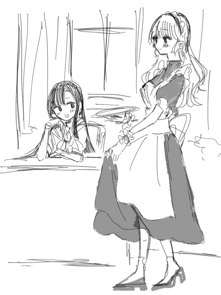 もじの描くメイドは絶対かわいい〜と言われたので調子乗って描いたけどうっかり百合にしちゃた 