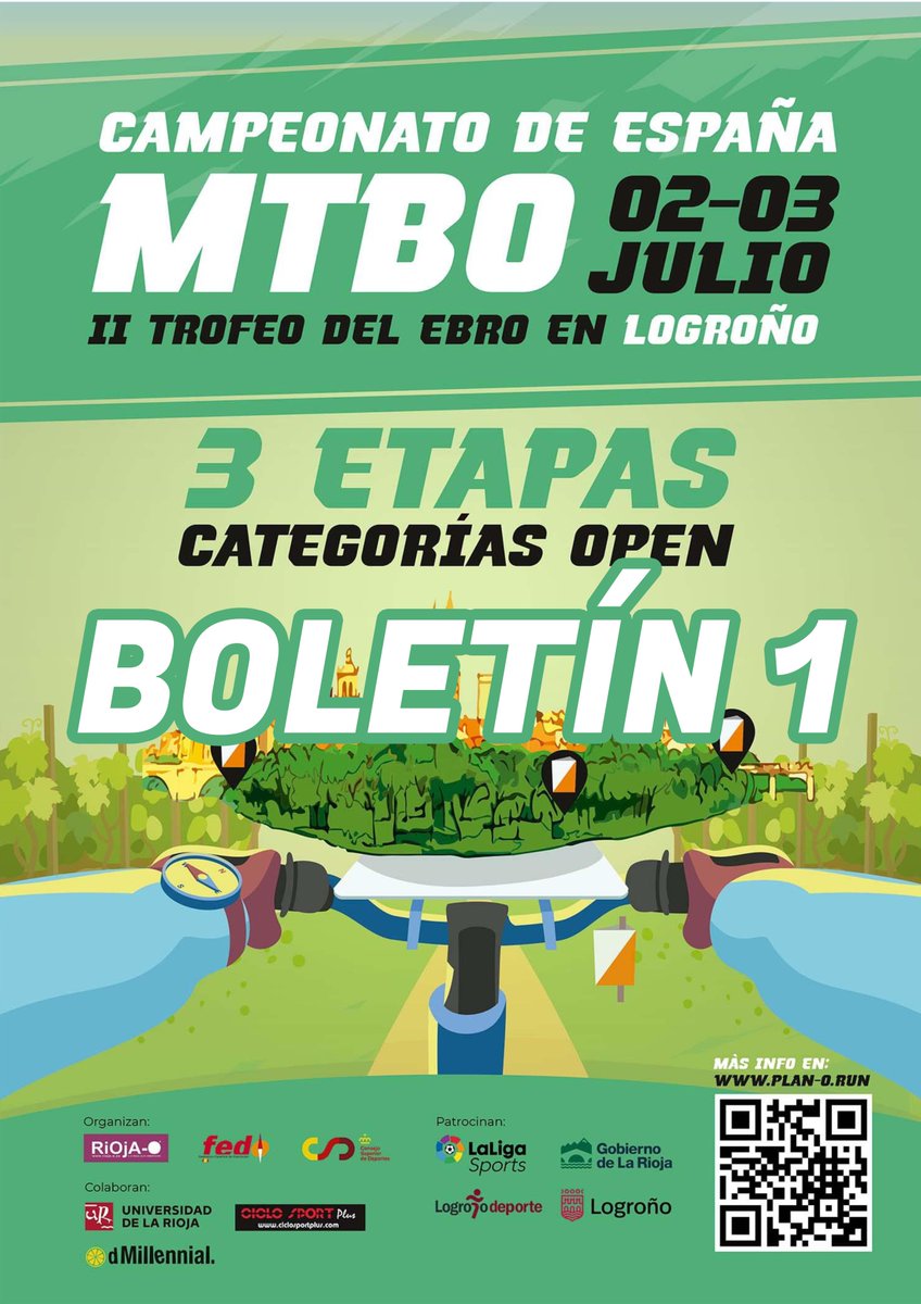 fedo_org's tweet photo. 🧭🗺🚴‍♀️🚴‍♂️ BOLETÍN 1 del Campeonato de España de #MTBO 2022 que se celebrará en en Logroño.
📙 https://t.co/rJblNh7oll
➕ Info: https://t.co/vDtOizwZ6u
#CEMTBO #LEMTBO #orienteering #orientación https://t.co/CgJoxxOuVJ