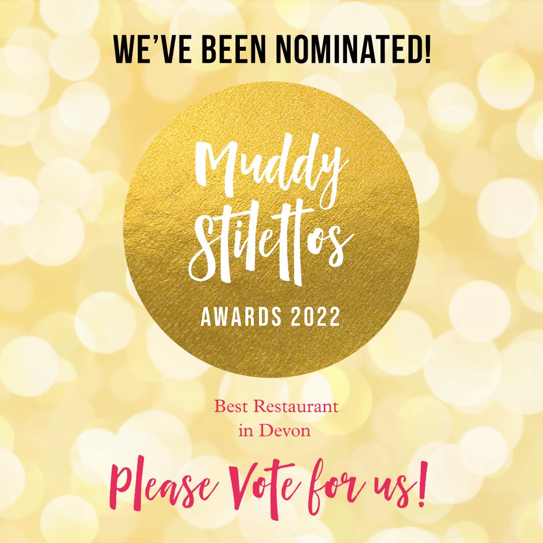 We're delighted to be nominated in the @muddydevon Awards this year for Best Restaurant - thank you to everyone who has already voted! Of course we would love to make it to the finals... if you have a moment to vote for us we’d be extremely grateful: bit.ly/3whfAfI 🙏