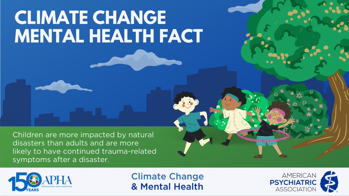 EH_4_ALL's tweet photo. Fact: Children, especially BIPOC children, are more vulnerable to negative mental health outcomes from #climatechange. @PublicHealth and @APApsychiatric are raising awareness around this issue for #MentalHealthAwarenessMonth #ClimateChangesHealth. 
Visit:https://t.co/DcJKwuUXX5 https://t.co/BCf6uhG4it