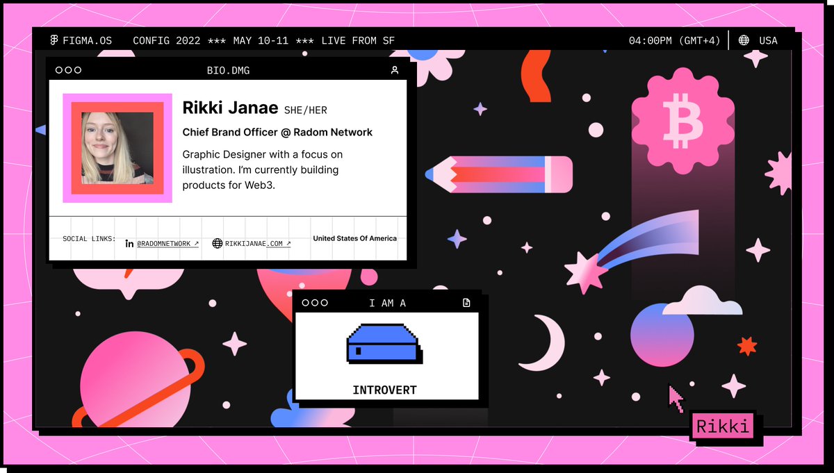 rikkijanae's tweet photo. Catch me at @figma's config conference tomorrow! (Also the badge maker was cool af)
#Config2022 #FriendofFigma https://t.co/Gr0aqIkt8F