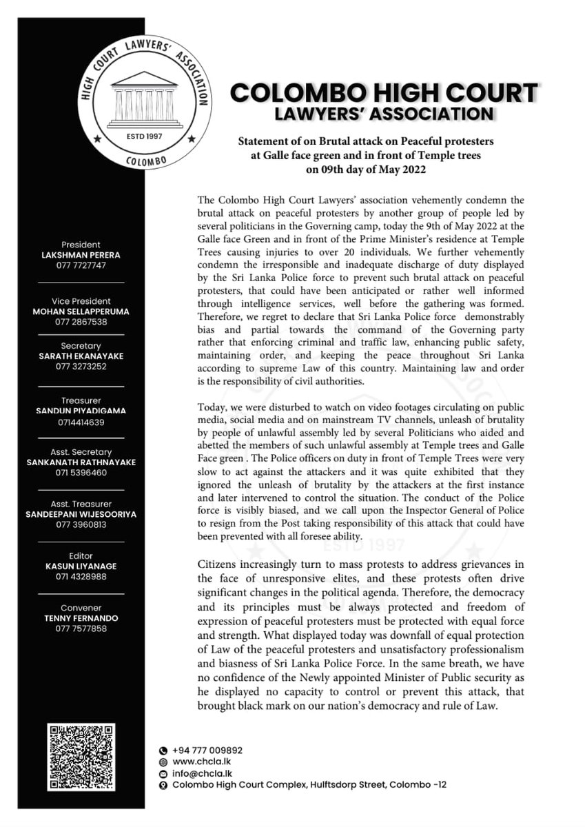 Colombo High Court Lawyers' Association tweet media