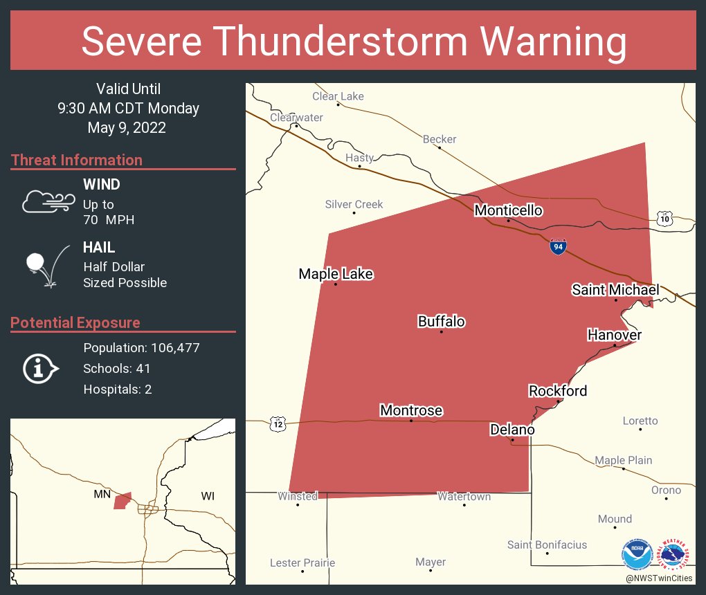 NWS Twin Cities on Twitter "Severe Thunderstorm Warning continues for