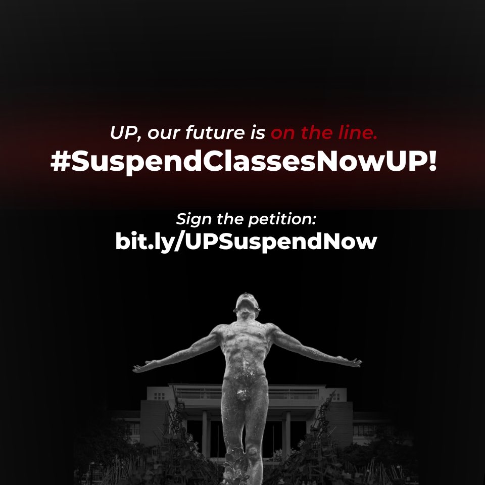 chanty_ga's tweet photo. UP, our future is on the line! 

I am Chantal from UP Manila College of Arts and Sciences, call the @upsystem to heed the demands of the UP community and suspend classes now! 

View the petition link in the comments section. Sign the petition now! 

#SuspendClassesNowUP https://t.co/mYh5roGewB