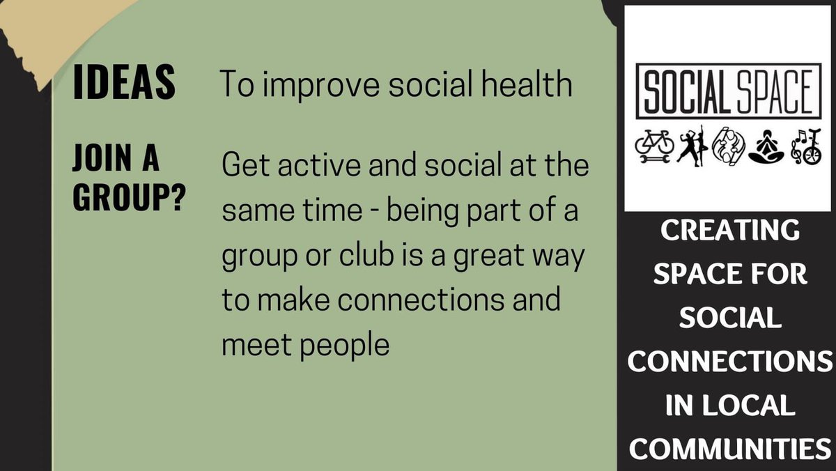OurSocialSpace's tweet photo. What groups have helped you feel part of a community?

This week we’ll be busting myths  on loneliness &amp; sharing ideas that might be what you or a loved one has been looking for to feel more connected to your community.

#MentalHealthAwarenessWeek
#IveBeenThere #itsoktonotbeok https://t.co/vAlXlHwUep