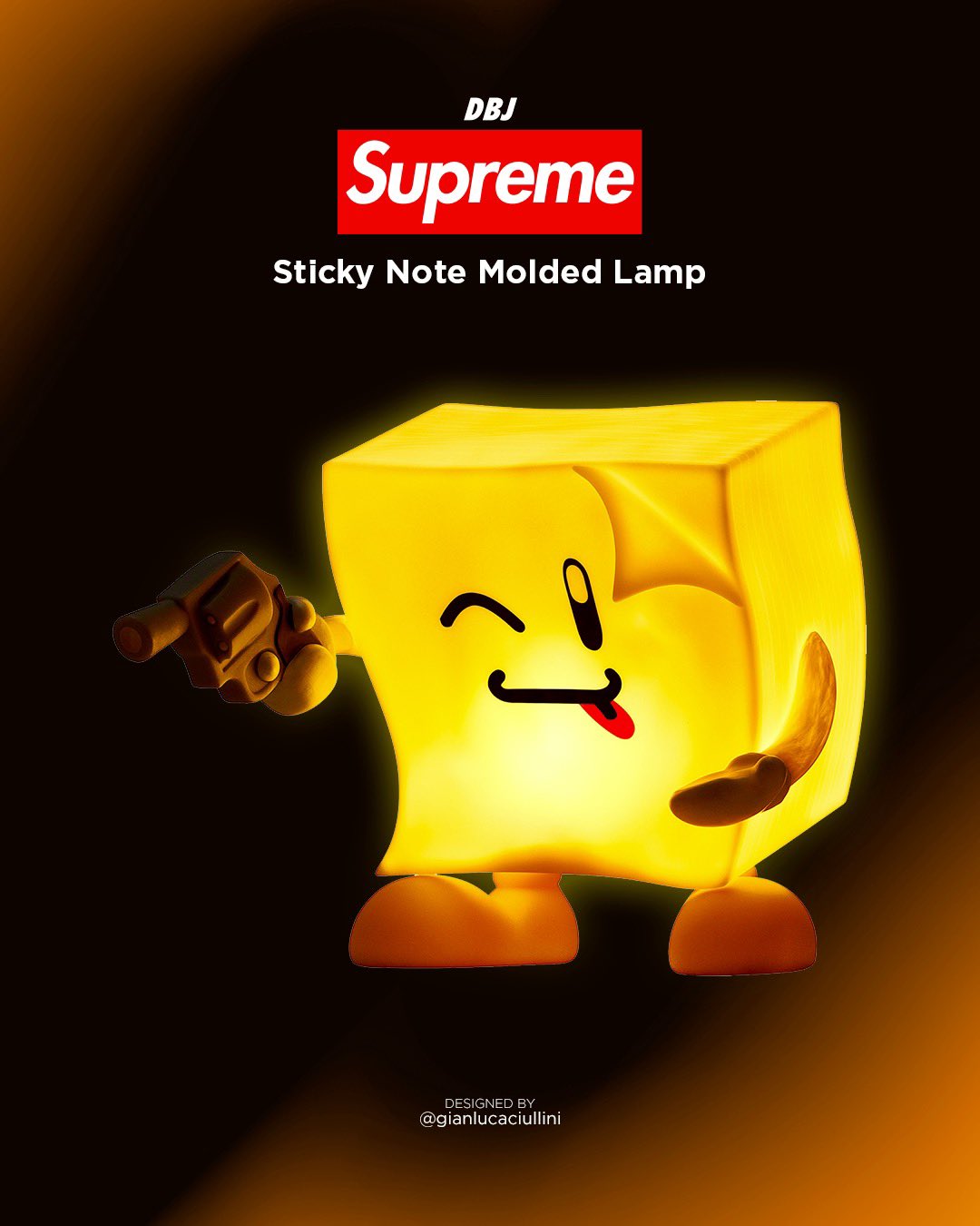 Supreme Sticky Note Molded Lamp Yellow- Supreme Sticky Note Molded Lamp Yellow-