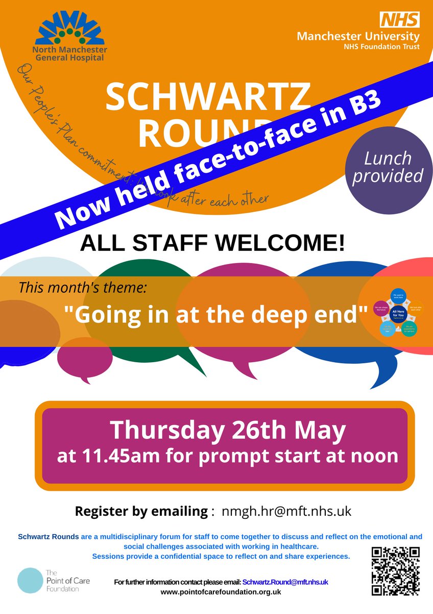 NorthMcrGH_NHS's tweet photo. Thank you to those who attended last month's Schwartz Round. It was a really good opportunity for sharing. If you missed it, there is another Schwartz Round at the end of this month. Pls do get in touch and register for this event. #listening https://t.co/MaPPrXJXNc