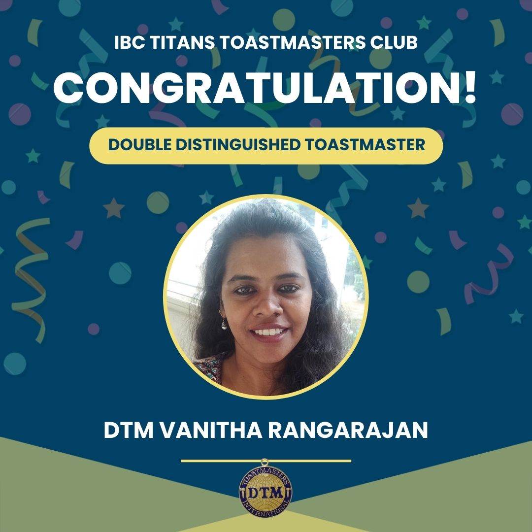 IBCTitans's tweet photo. Double DTM Award! 
DTM Vanitha🙏

Triple Crown Winner! 
TM Dineshkumar🙏

Super 7 Award!

#triplecrownwinner #halloffame #distinguished #toastmasters #publicspeaking #toastmastersinternational #leadership #communication #toastmastersclub #whereleadersaremade #publicspeaker #bhfyp https://t.co/rsKb24sNlV