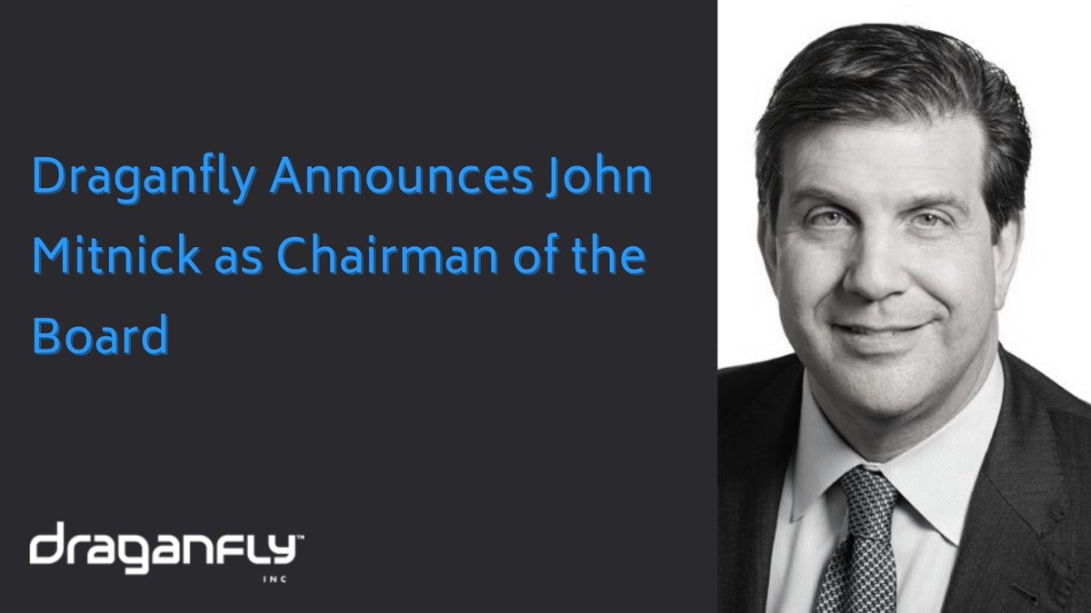 “We are thrilled that <a href="/JohnMitnick/">John Mitnick</a> has accepted the position of Chairman of the Board of <a href="/DraganflyInc/">Draganfly Inc.</a>. John’s experience is unparalleled as to how he can help achieve strategic growth targets &amp; drive shareholder value" <a href="/CameronChell/">Cameron Chell</a>, CEO of #Draganfly. bit.ly/3FtaBwF
