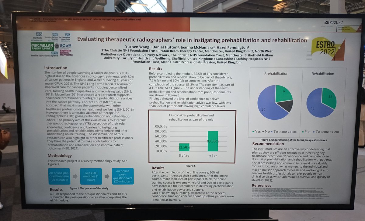๐ danhutton ๐ (@danielphutton) on Twitter photo ๐ #TherapeuticRadiographers role in #Prehab & #Rehab poster at #ESTRO2022 ๐ช with <a href="/yuchen0502/">Charlotte Wang</a> <a href="/SHURadiotherapy/">Jo at SHU Radiotherapy (She/her)</a> <a href="/Pennington_haze/">Hazel Pennington</a>
Nice follow on project 2b done if any <a href="/TheChristieNHS/">The Christie NHS</a> <a href="/CCCNHS/">The Clatterbridge Cancer Centre</a>
<a href="/LancsHospitals/">Chorley & Royal Preston</a> colleagues are interested? ๐ค
<a href="/macmillancancer/">Macmillan Cancer Support</a> @NHS_HealthEdEng ๐ #TherapeuticRadiographers role in #Prehab & #Rehab poster at #ESTRO2022 ๐ช with <a href="/yuchen0502/">Charlotte Wang</a> <a href="/SHURadiotherapy/">Jo at SHU Radiotherapy (She/her)</a> <a href="/Pennington_haze/">Hazel Pennington</a>
Nice follow on project 2b done if any <a href="/TheChristieNHS/">The Christie NHS</a> <a href="/CCCNHS/">The Clatterbridge Cancer Centre</a>
<a href="/LancsHospitals/">Chorley & Royal Preston</a> colleagues are interested? ๐ค
<a href="/macmillancancer/">Macmillan Cancer Support</a> @NHS_HealthEdEng