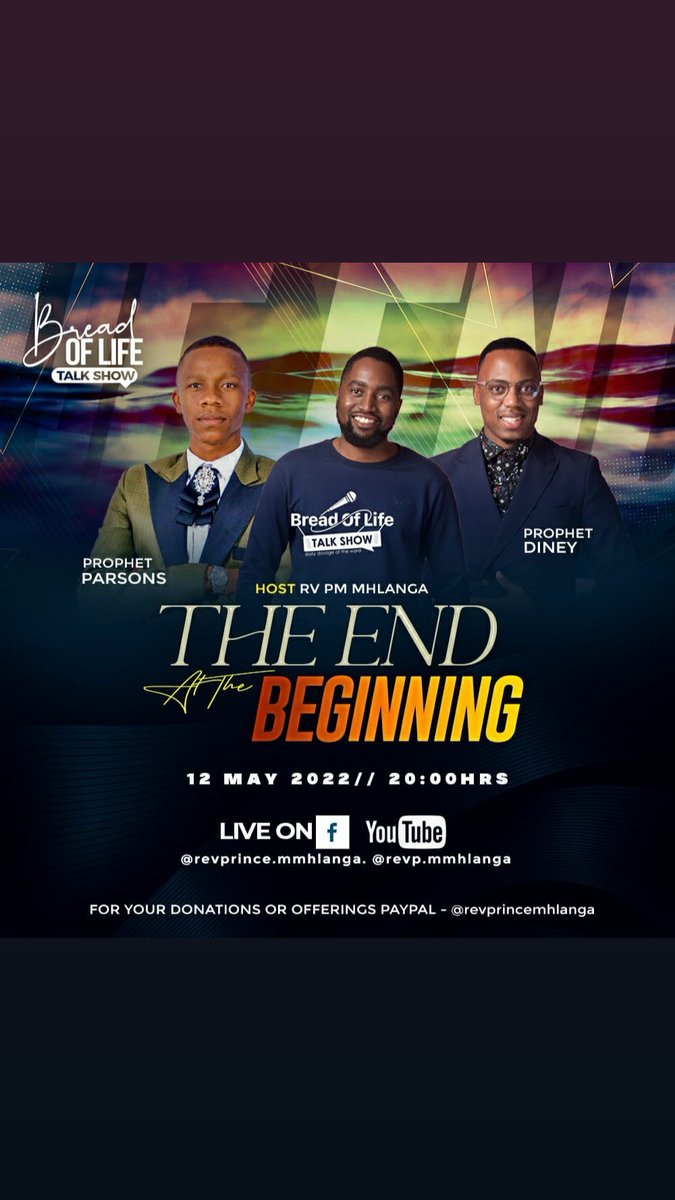 princemhlang's tweet photo. The End at the Beginning #breadoflifetalkshow https://t.co/1VKejEfsJJ