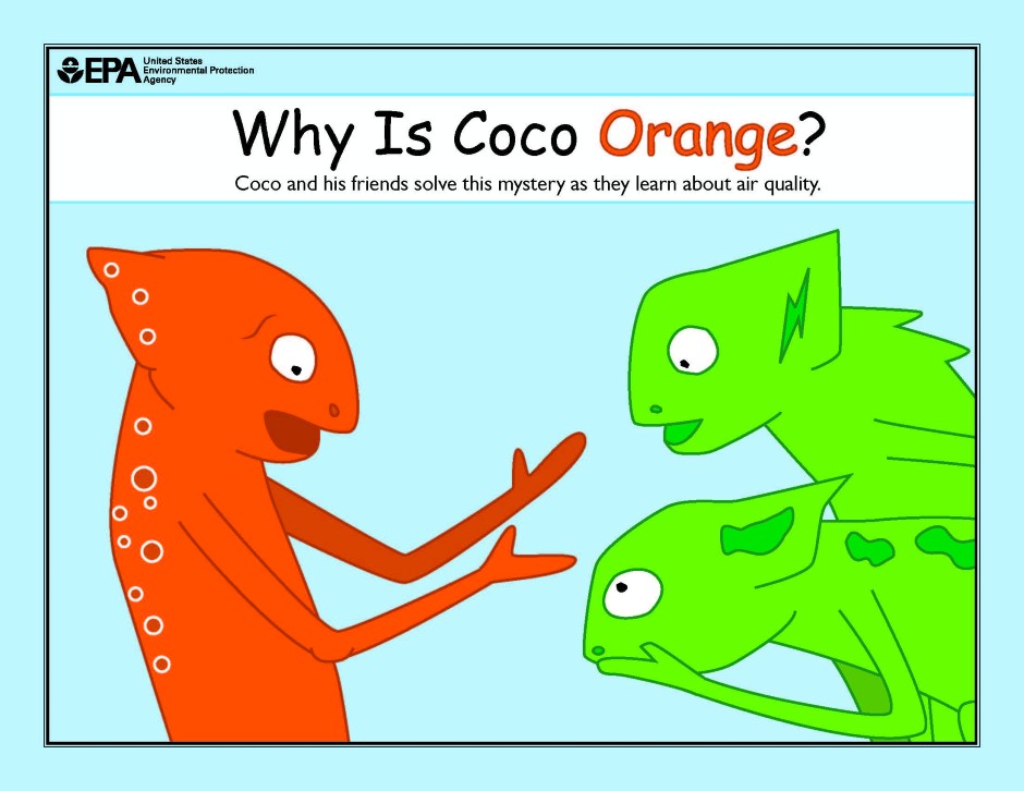 Coco the chameleon has a problem -- he can’t change colors and his asthma is acting up. You can read or watch Coco's #airquality adventure at airnow.gov/why-is-coco-or… or youtube.com/watch?v=4TAuzM….