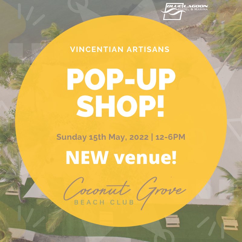 CoconutGroveSVG's tweet photo. The Vincentian local artisans pop-up shop (previously held at The Blue Lagoon Hotel)
goes down this Sunday at a new venue: The Coconut Grove Beach Club - St. Vincent!
From 12-6PM this Sunday (May 15th, 2022)!

Want to be a vendor?
Registration closes on Mon 9th April https://t.co/1V9WfvD6Wt