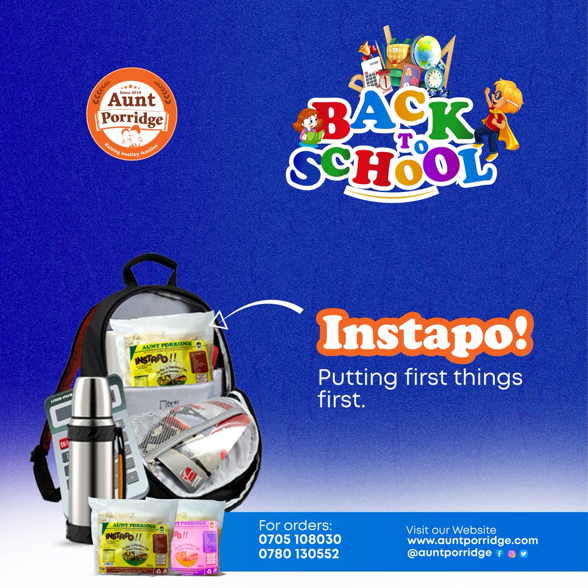 AuntPorridge's tweet image. Instapo awakes the brain! To keep active,  neurones need a constant supply of good nutrition. Instapo is the answer.  It is easy to prepare,  cost effective &amp;amp; perfect for a busy parent. All you need is hot water.
For orders, contact us on: 0705 108 030
#auntporridge #shareabowl