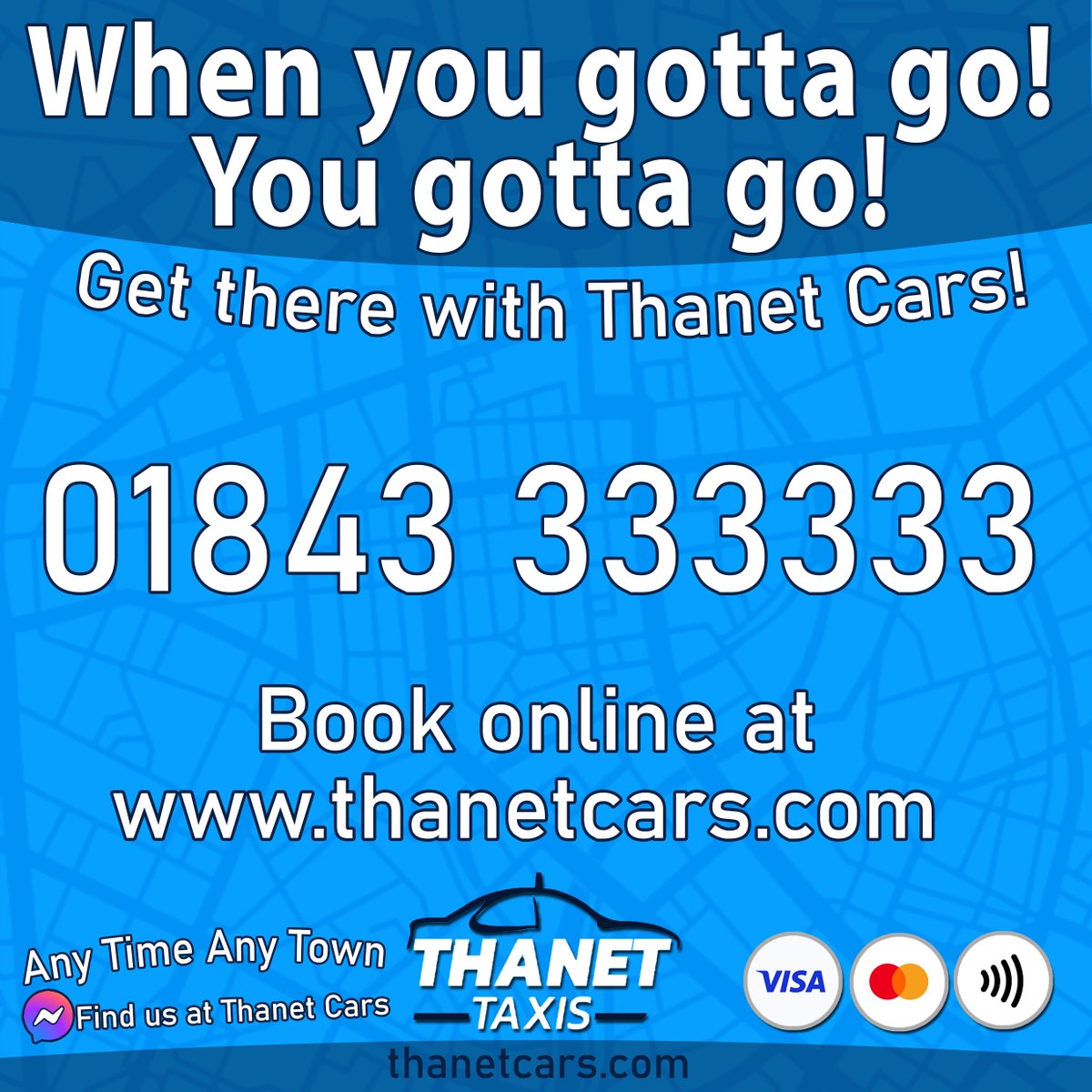 thanetcars's tweet photo. When you gotta go, why not book a taxi with Thanet Cars? You can call, book online or even send us a message through facebook messenger! https://t.co/a9Swz7EBPS