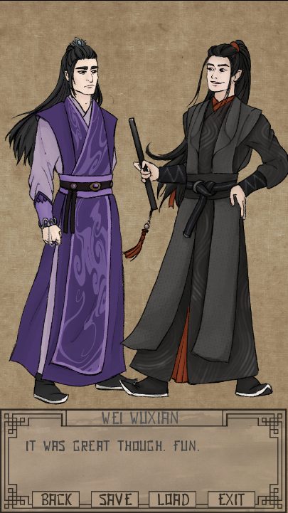 catfoxnest's tweet photo. #JiangCheng #chengxian #xiancheng #mulberryscrolls
Another possible ship from out #allcheng VN. YMJ bros before any hoes!
Later in the game you could not only change your own attire but as a Sect Leader command wwx to do so. https://t.co/eoKO2lOt39