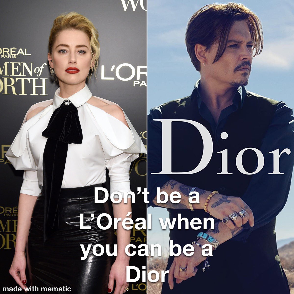 45lovingpatriot's tweet photo. Don’t be a L’Oréal when you can be a Dior. #amberheardisapsychopath #AmberHeardIsAnAbuser #AmberHeardIsALiar https://t.co/qQKAwVfoMi