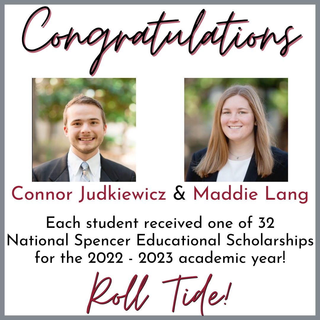 Congratulations to Connor Judkiewicz and Maddie Lang! Both students were awarded a Spencer Educational Foundation scholarship for the upcoming 2022-2023 academic year! #scholarship #spencereducationalfoundation