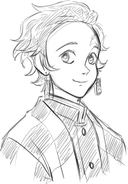 AbeezusDoesArt's tweet photo. Drew a little Tanjiro from #DemonSlayer last night. Thought I'd share since I need to post art more often. https://t.co/9js6liySUi