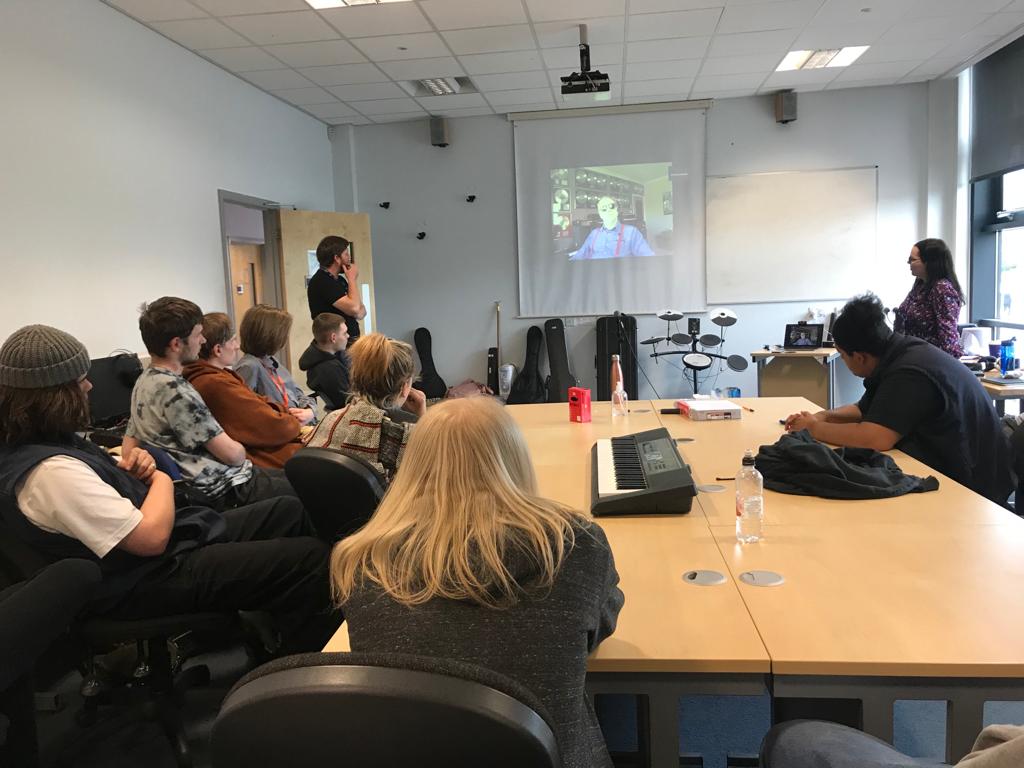 MaccCollegeNews's tweet photo. Our Music Students were lucky enough to talk to producer and musician Robin Millar over Zoom today. 🤩

It was fantastic to hear his experiences working in the industry for so many years, as well as his struggles trying to make it as a musician and producer while being blind. 🎵 https://t.co/aI0wFmk3Gq