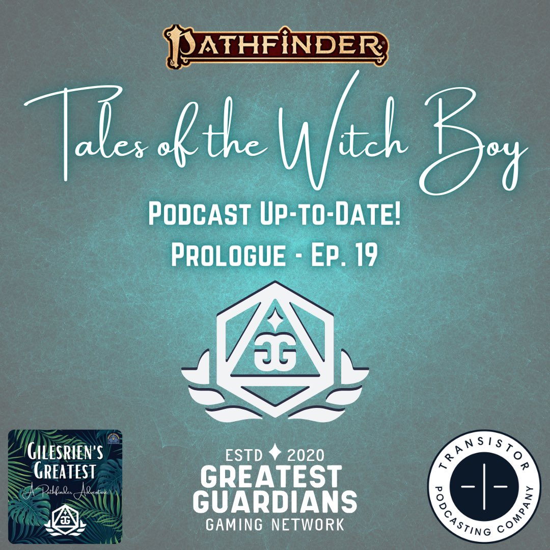 GilesrienGr8st's tweet photo. #Tales of the #Witch Boy! Follow a group of #adventurers as they traverse my #homebrew world of Gilesrien.

Get caught up on the #podcast or join us tonight on #twitch at https://t.co/0cZ1phBfh3 to follow the #story!

#pathfinder #pf2e #paizo #dnd #podfam #fantasy #adventure https://t.co/DKkfdcxJuY