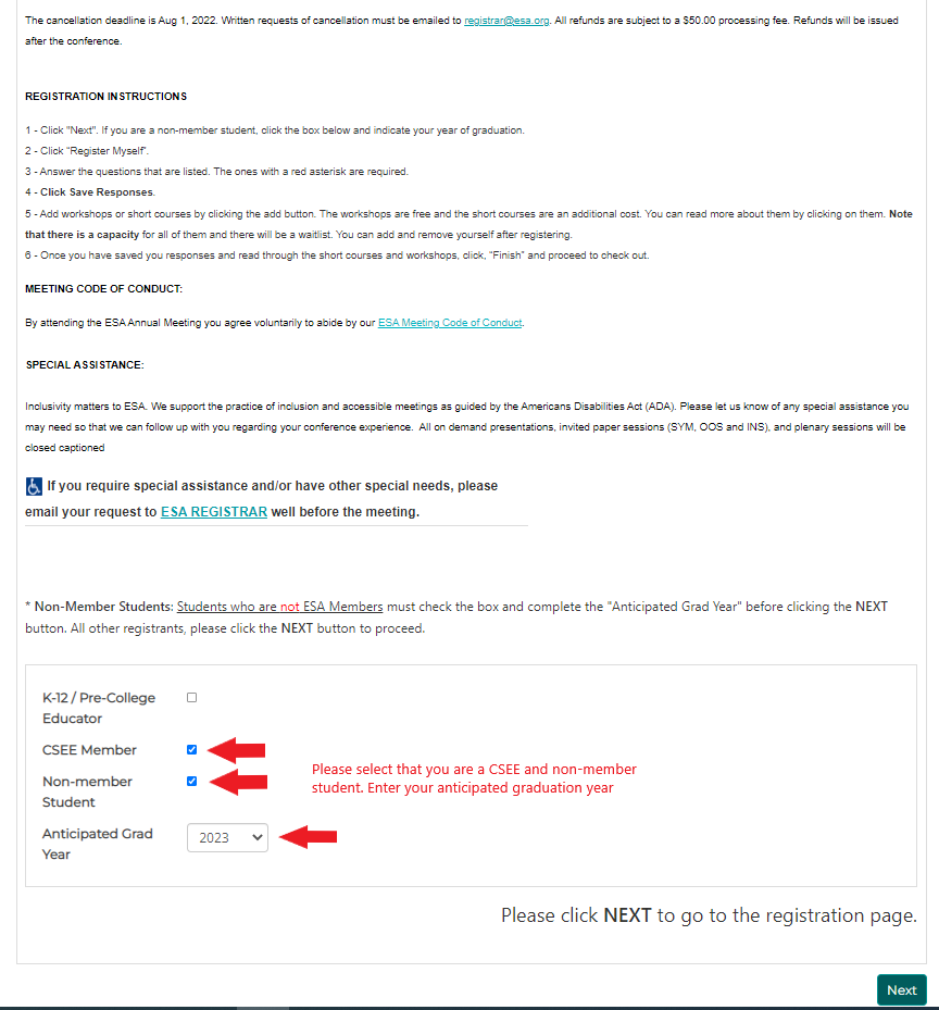 CSEE_SCEE's tweet photo. Dear Student Members registering for #CSEE2022: 
To get the discounted student member rate, you must do the following: 
1. Check the CSEE member box, AND
2. Check the Non-Student Member box, AND 
3. include your anticipated graduation year https://t.co/CEjFFhh65x