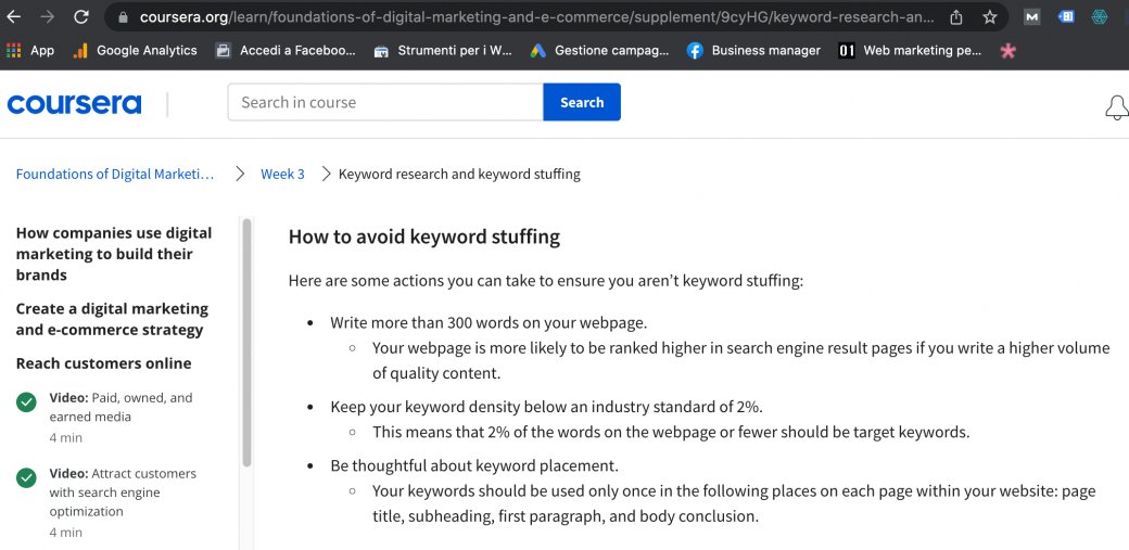 So... On Connect GT (the biggest and oldest Italian SEO forum founded by <a href="/giorgiotave/">Giorgio Taverniti</a>), Emanuele Ricci subscribed to the Digital Marketing &amp; E-commerce Certificate by Google on Coursera.
Seriously... "write more than 300 words"? and "keyword density"?
cc: <a href="/dannysullivan/">Danny Sullivan</a>