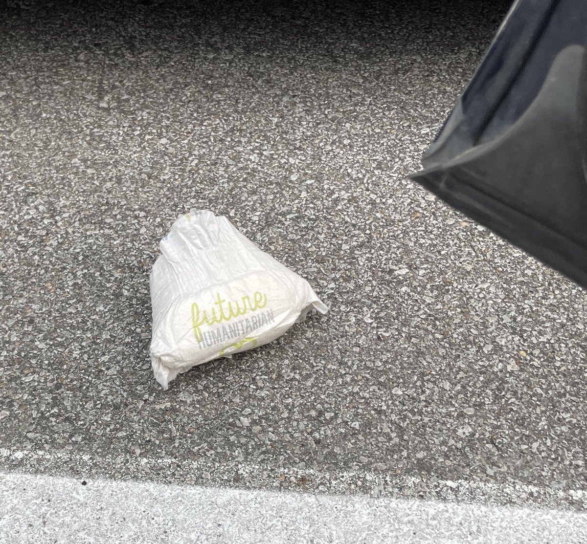 r_duck44's tweet image. This future humanitarian has a parent that dumps his/her diaper in a restaurant parking lot.
