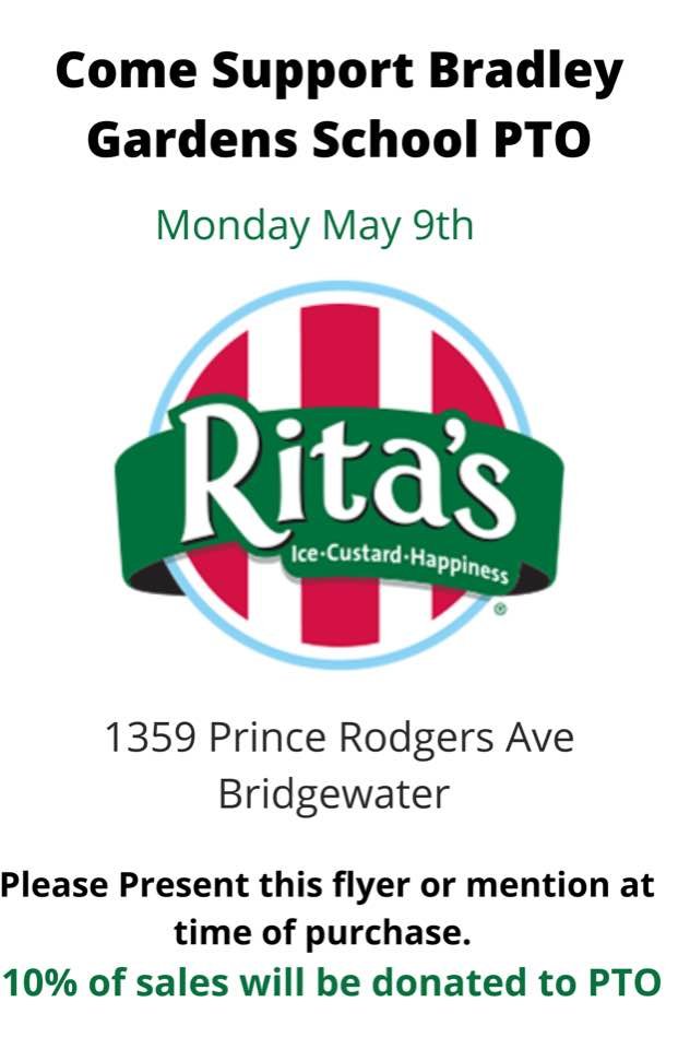 PTOBradleyGard's tweet photo. Today is the day!  Join us at Rita's for dessert and help support BGS!  Make sure to mention the fundraiser or show the flyer below! https://t.co/RANPypWFeF