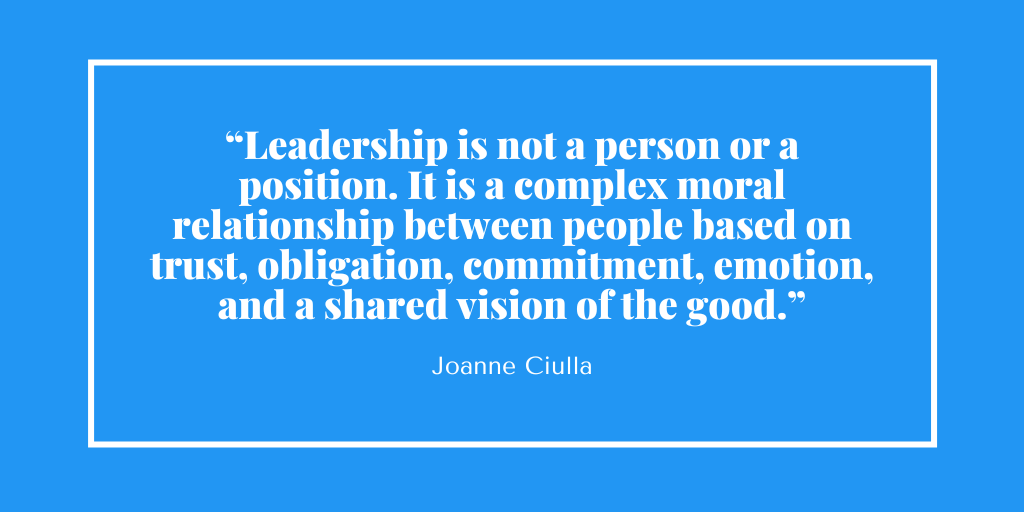Ethics_Board's tweet photo. โLeadership is not a person or a position. It is a complex moral relationship between people based on trust, obligation, commitment, emotion, and a shared vision of the good.โ - Joanne Ciulla
#EthicsQuotes #MondayMotivation #MondayWisdom https://t.co/RbuUJjBPtf
