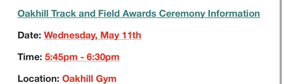 CoachGabrielson's tweet photo. End of year celebration info! ⁦@OakhillPanthers⁩ ⁦@OakhillDay⁩ https://t.co/B3VsOP8hui