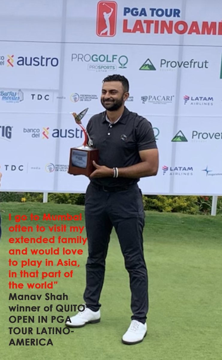 Swinging_Swamy's tweet photo. Welcome to the winners' circle @manavshah13 - winner of #QuitoOpen on @PGATOURLA . He would love to play in Asia. He visits his extended family often in Mumbai. Second Indian American after @AkshayBhatiaPGA to win a PGA sanctioned Tour. Bhatia won on @KornFerryTour https://t.co/4Tvf9nmIK4