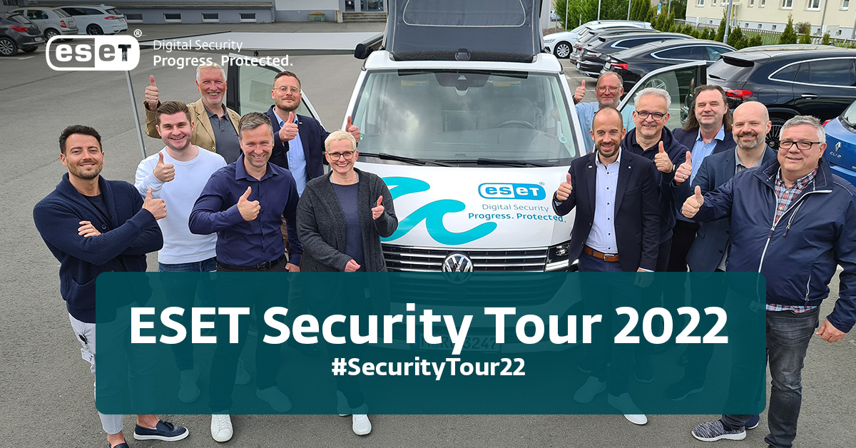 ESET_de's tweet photo. Wir starten die @ESET_de Security Tour 2022! In den kommenden zwei Monaten besuchen wir #ESET Partner und Kunden in der gesamten DACH-Region. Heute sind wir bei unserem Partner @eb24shop in #Dortmund! Morgen kommen wir zum Mittagsplausch zur @SYNAXON
#SecurityTour22 https://t.co/ZiO4VNpv8N