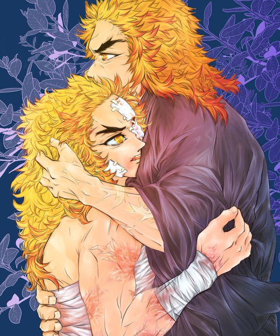 にゃんすけさんがTwitterに投稿した煉獄杏寿郎(鬼滅の刃)のイラスト。