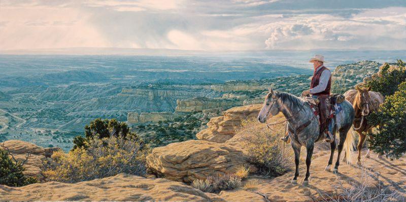TimCoxFineArt's tweet photo. “Freedom is the open window through which pours the sunlight of the human spirit and human dignity.” - Herbert Hoover
"Where Freedom Lives" painting by Tim Cox
https://t.co/kgyTCNYHSh
#WhereFreedomLIves #TimCoxFineArt #cowboy #greyhorse #packhorse #newmexicoskies #oilpainting https://t.co/6KIJF0nr4X