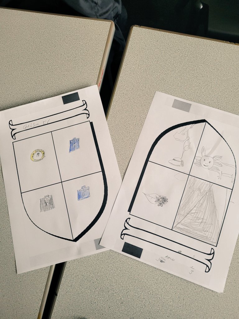 Humanities_SHS's tweet photo. We have been learning about Heraldry today in Humanities club. The students have been designing their own coat of arms. https://t.co/oFadsSIKur